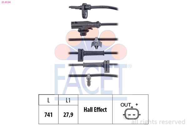 FACET 21.0124 Sensor, wheel speed