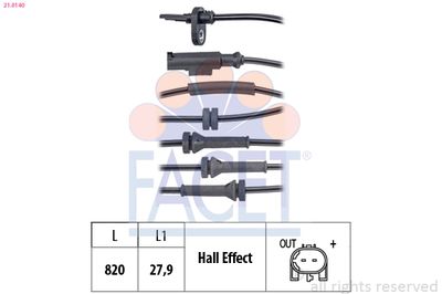 Sensor, wheel speed FACET 21.0140