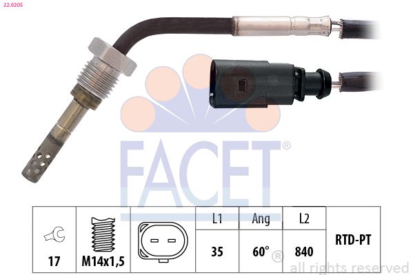 FACET 22.0205 Sensor, exhaust gas temperature