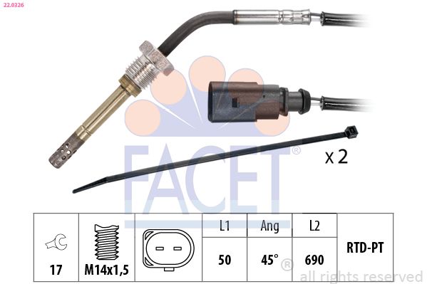 FACET 22.0326 Sensor, exhaust gas temperature