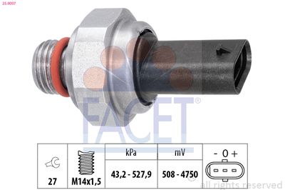 Sensor, exhaust pressure FACET 25.0007