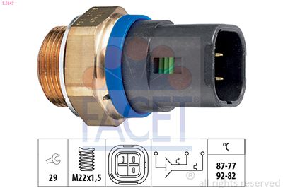 Temperature Switch, radiator fan FACET 7.5647