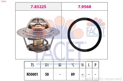 Thermostat, coolant FACET 7.8322