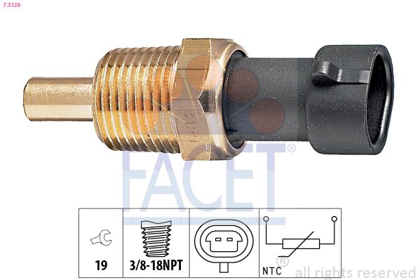 FACET 7.3129 Sensor, oil temperature