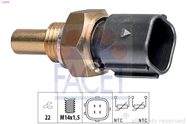 FACET 7.3316 Sensor, coolant temperature