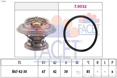 Thermostat, coolant FACET 7.8280