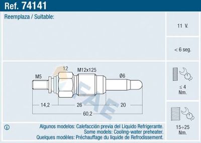 Glow Plug FAE 74141