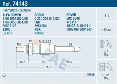 Glow Plug FAE 74143