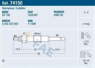 Glow Plug FAE 74150