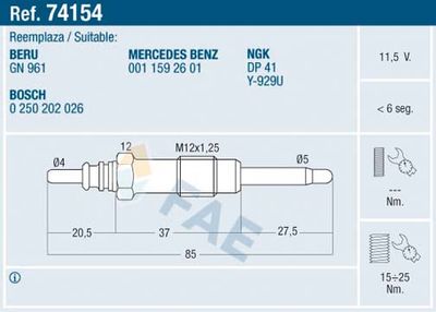 Glow Plug FAE 74154