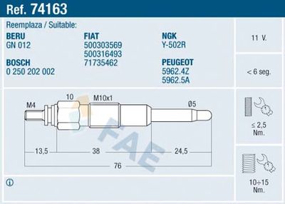 Glow Plug FAE 74163