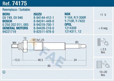 Glow Plug FAE 74175