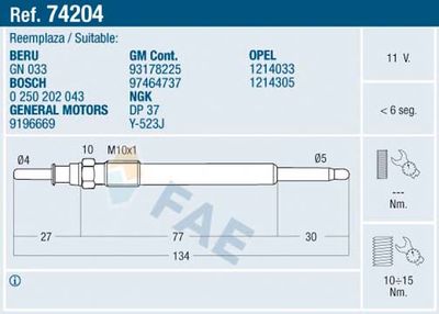 Glow Plug FAE 74204