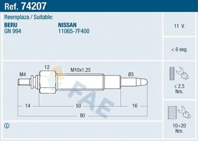 Glow Plug FAE 74207