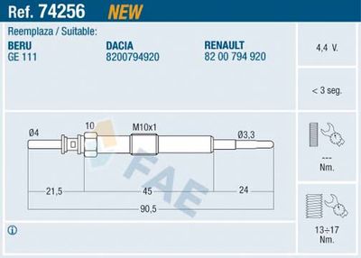 Glow Plug FAE 74256