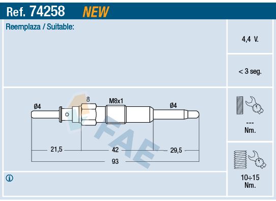 FAE 74258 Glow Plug