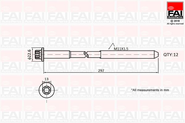 FAI AutoParts B1137 Cylinder Head Bolt Set