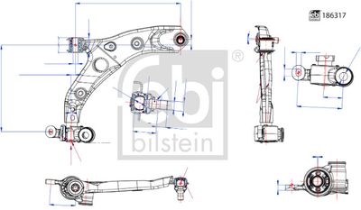 Control/Trailing Arm, wheel suspension FEBI BILSTEIN 186317