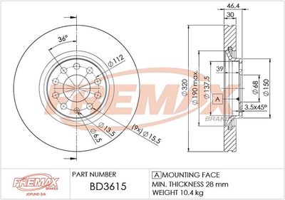 Brake Disc FREMAX BD-3615