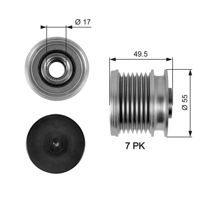 GATES OAP7086 Alternator Freewheel Clutch