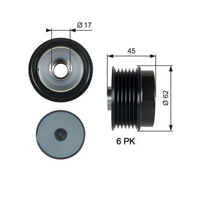 Alternator Freewheel Clutch GATES OAP7180