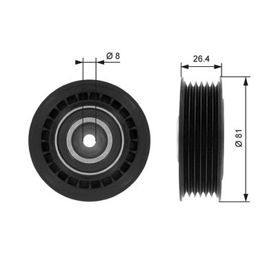 Tensioner Pulley, V-ribbed belt GATES T36000