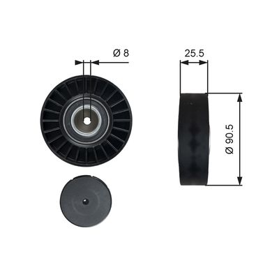 Deflection/Guide Pulley, V-ribbed belt GATES T36005