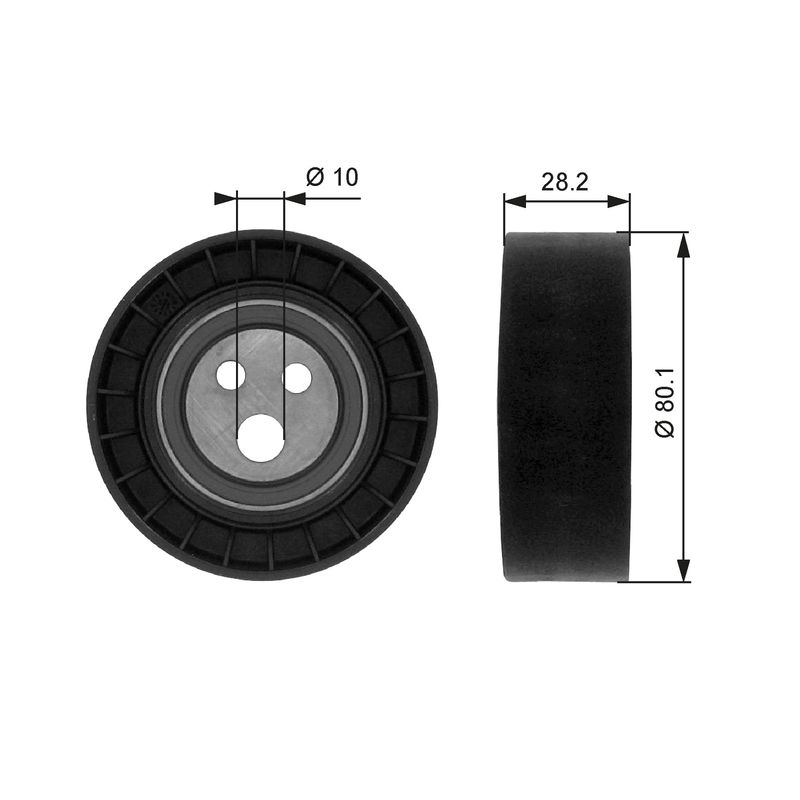 GATES T36016 Deflection/Guide Pulley, V-ribbed belt