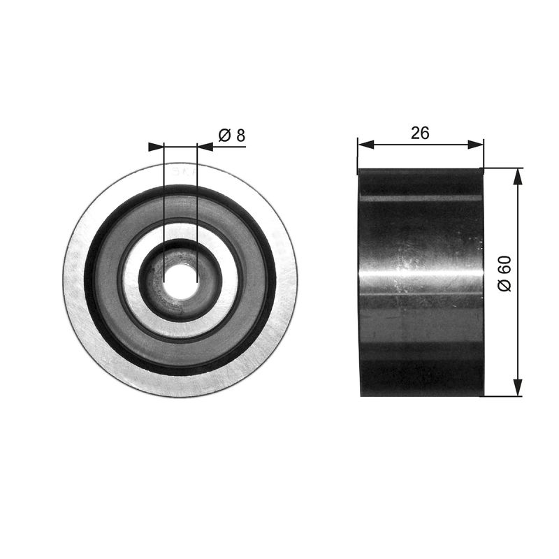 GATES T36076 Deflection/Guide Pulley, V-ribbed belt