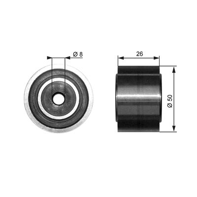 Deflection/Guide Pulley, V-ribbed belt GATES T36191