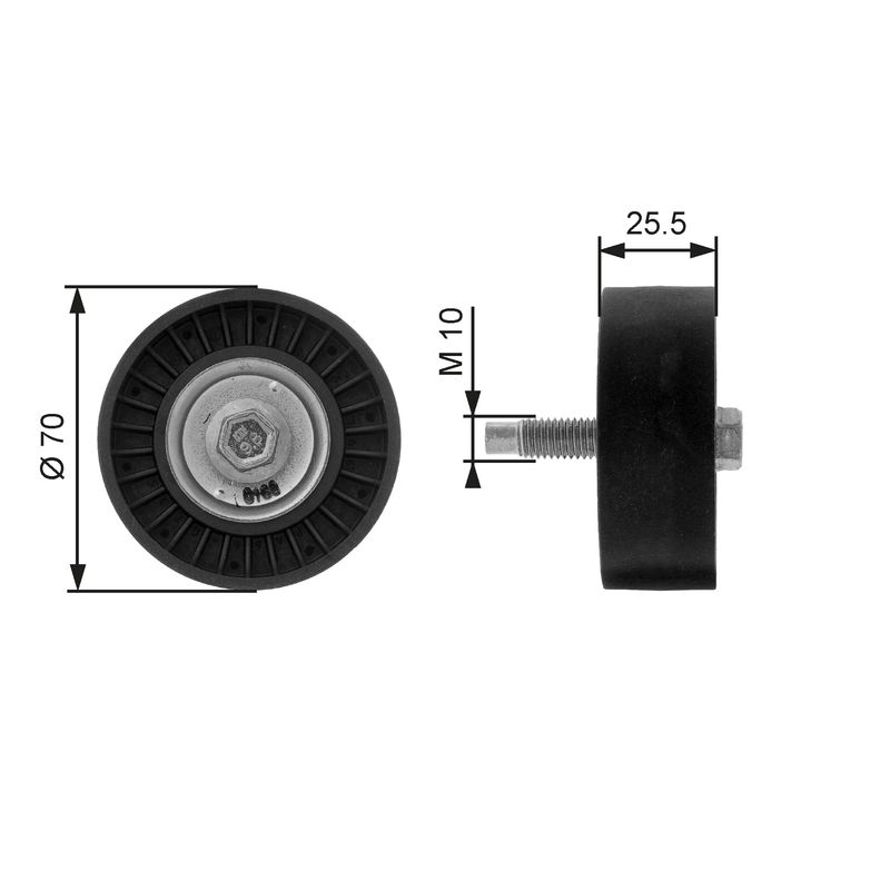 GATES T36199 Deflection/Guide Pulley, V-ribbed belt