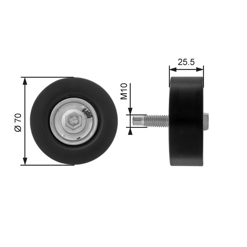 GATES T36200 Deflection/Guide Pulley, V-ribbed belt