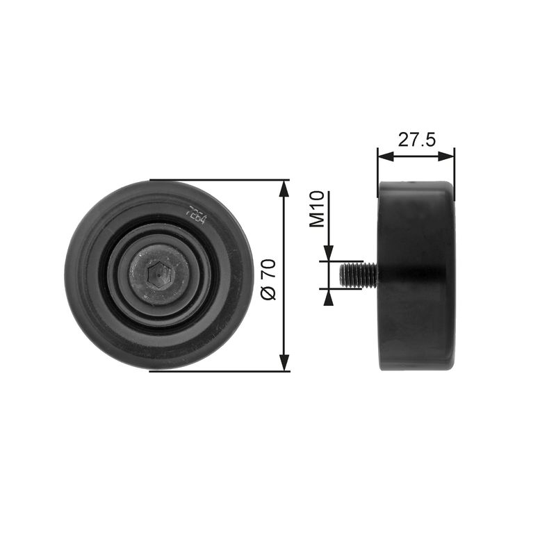 GATES T36206 Deflection/Guide Pulley, V-ribbed belt