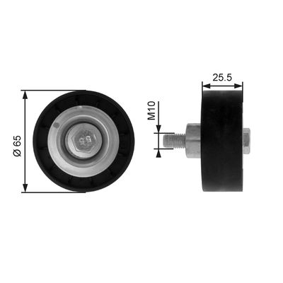 Deflection/Guide Pulley, V-ribbed belt GATES T36207