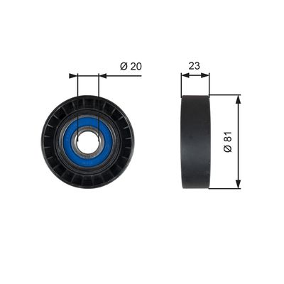 Deflection/Guide Pulley, V-ribbed belt GATES T36208