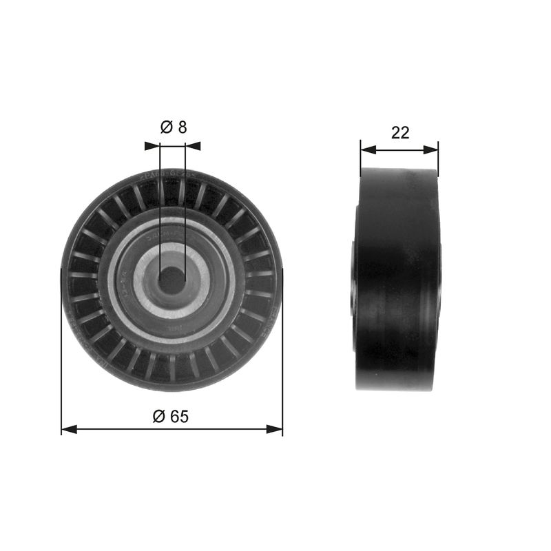 GATES T36258 Deflection/Guide Pulley, V-ribbed belt