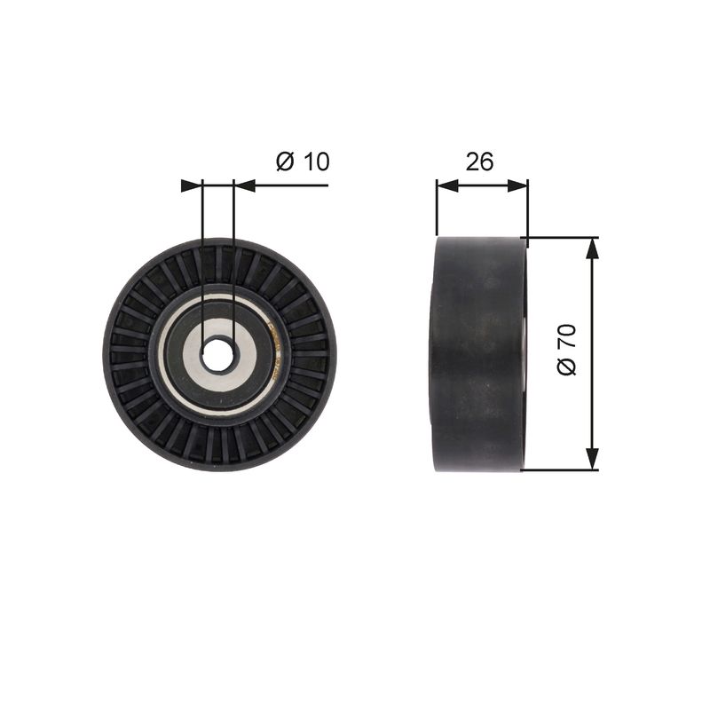 GATES T36393 Deflection/Guide Pulley, V-ribbed belt