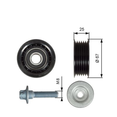 Deflection/Guide Pulley, V-ribbed belt GATES T36619