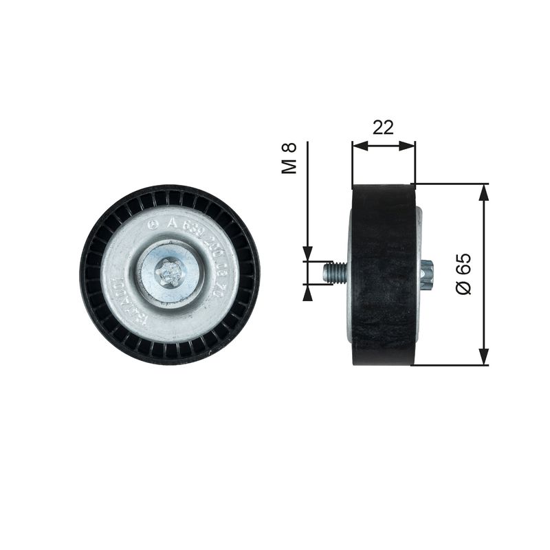 GATES T36734 Deflection/Guide Pulley, V-ribbed belt