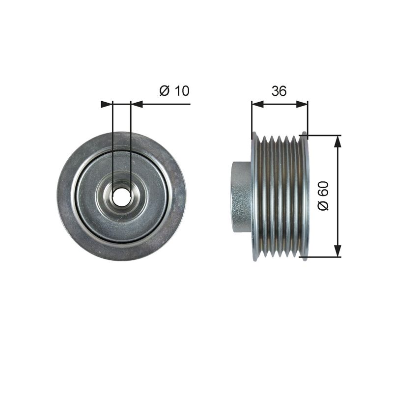 GATES T36753 Deflection/Guide Pulley, V-ribbed belt