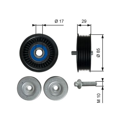 Deflection/Guide Pulley, V-ribbed belt GATES T36765