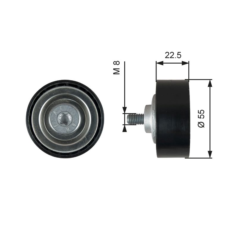 GATES T36767 Deflection/Guide Pulley, V-ribbed belt