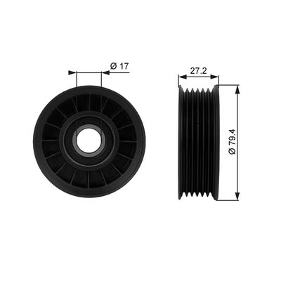 Deflection/Guide Pulley, V-ribbed belt GATES T38009