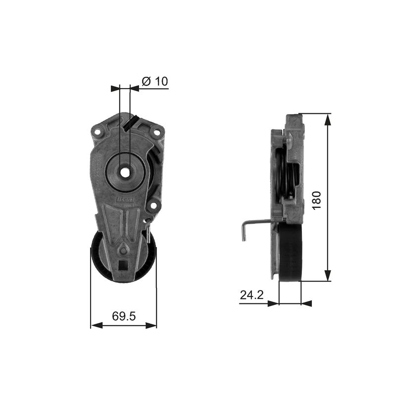 GATES T38405 Belt Tensioner, V-ribbed belt