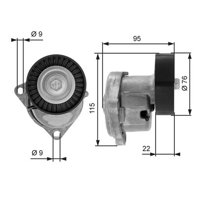 Belt Tensioner, V-ribbed belt GATES T38448