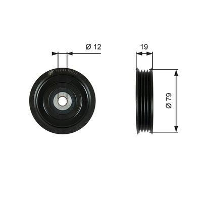 Tensioner Pulley, V-ribbed belt GATES T39184