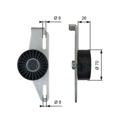 Belt Tensioner, V-ribbed belt GATES T39393