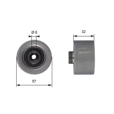 Deflection Pulley/Guide Pulley, timing belt GATES T42066