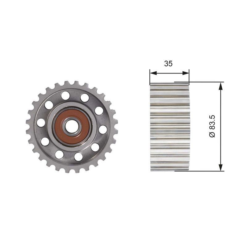 GATES T42100 Deflection/Guide Pulley, timing belt