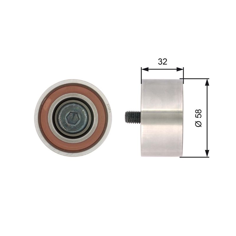 GATES T42141 Deflection/Guide Pulley, timing belt